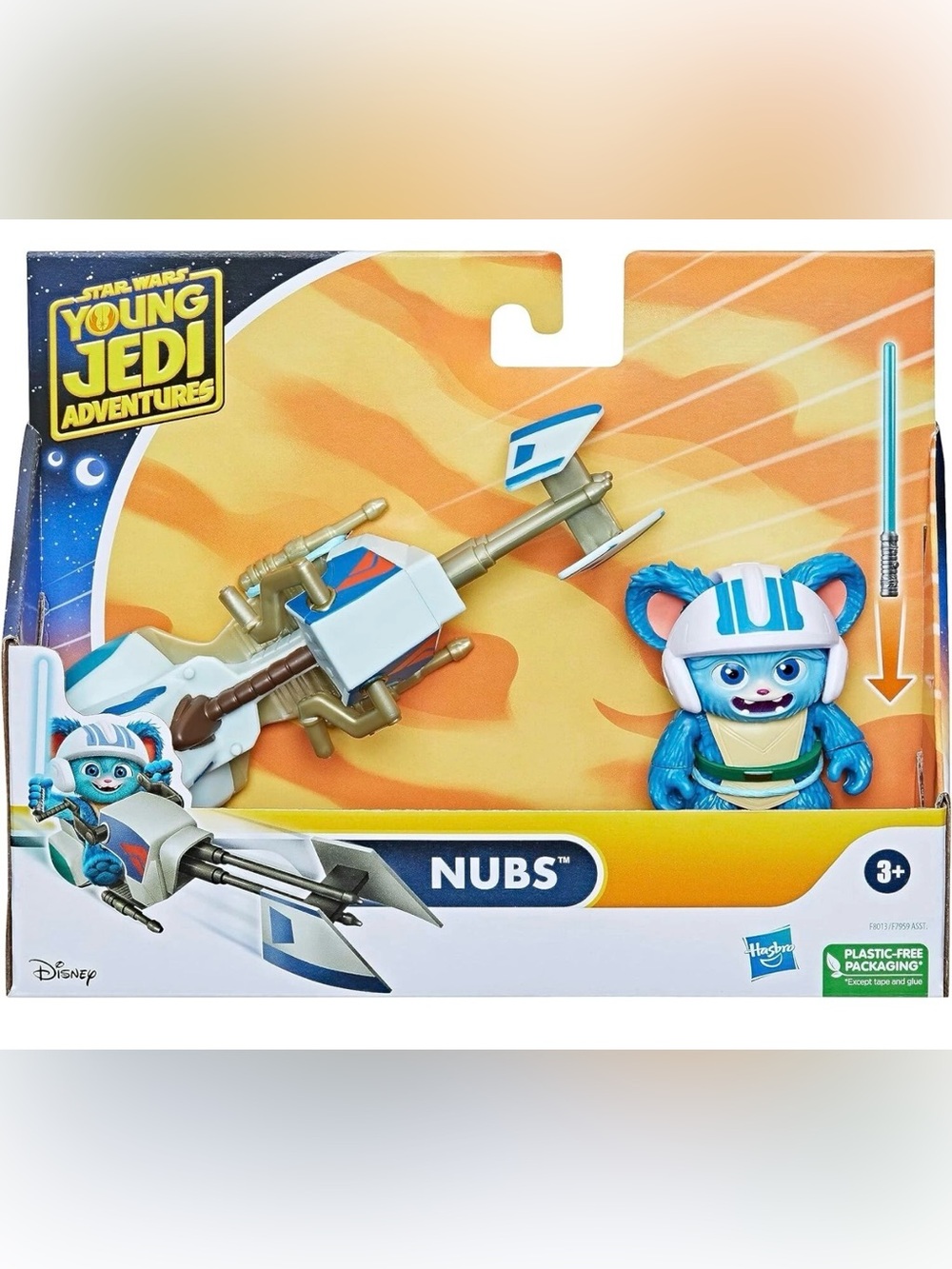 STAR WARS YOUNG JEDI NUBS WITH SABER AND SPEEDER BIKE - 4” NIB